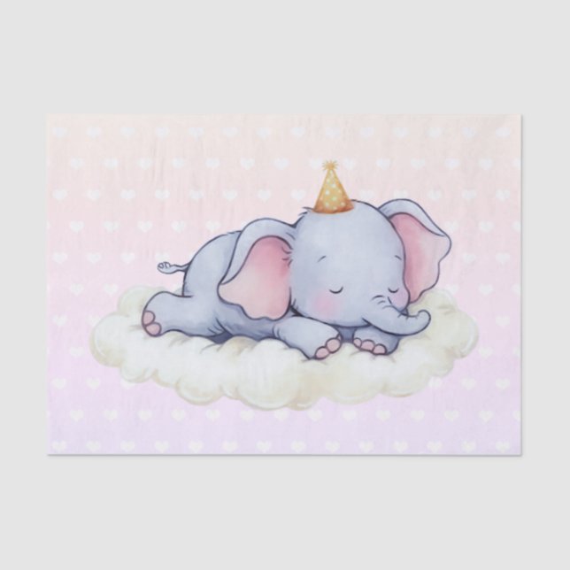 Cute Sleeping Baby Elephant Baby Shower Seidenpapier (Vorderseite)