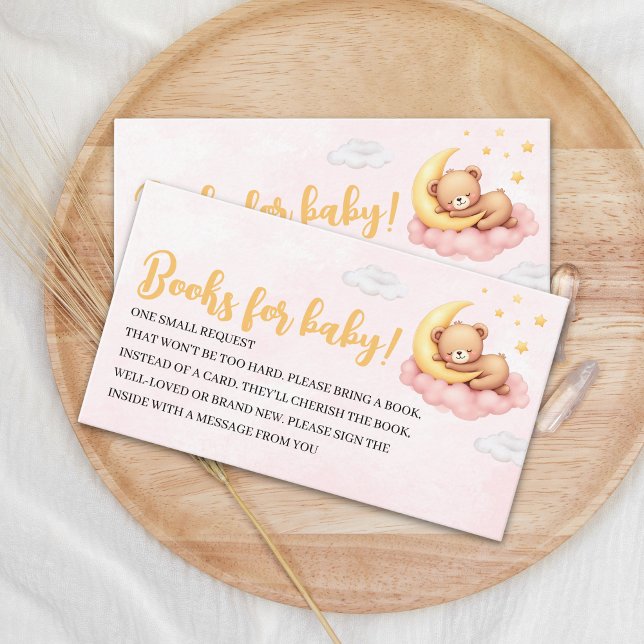 Cute Sleeping Bear - Baby Shower Girl  Begleitkarte (Von Creator hochgeladen)