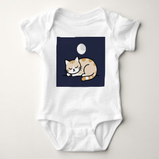 Cute Sleeping Cat Moon Baby Bodysuit  Baby Strampler