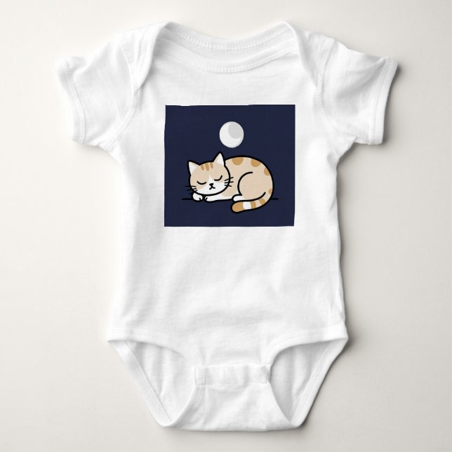 Cute Sleeping Cat Moon Baby Bodysuit  Strampler (Vorderseite)