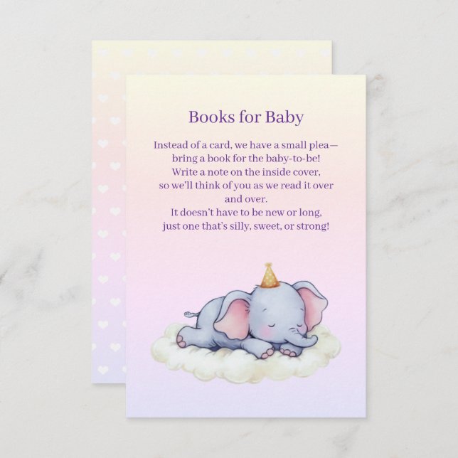 Cute Sleeping Elephant Baby Shower Enclosure Card Begleitkarte (Vorne/Hinten)
