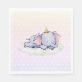 Cute Sleeping Elephant Baby Shower Paper Napkins Serviette