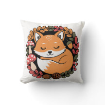Cute Sleeping Fox in Autumn Wreath Woodland Animal