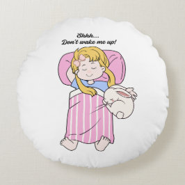 Cute Sleeping Girl Throw Pillow Rundes Kissen