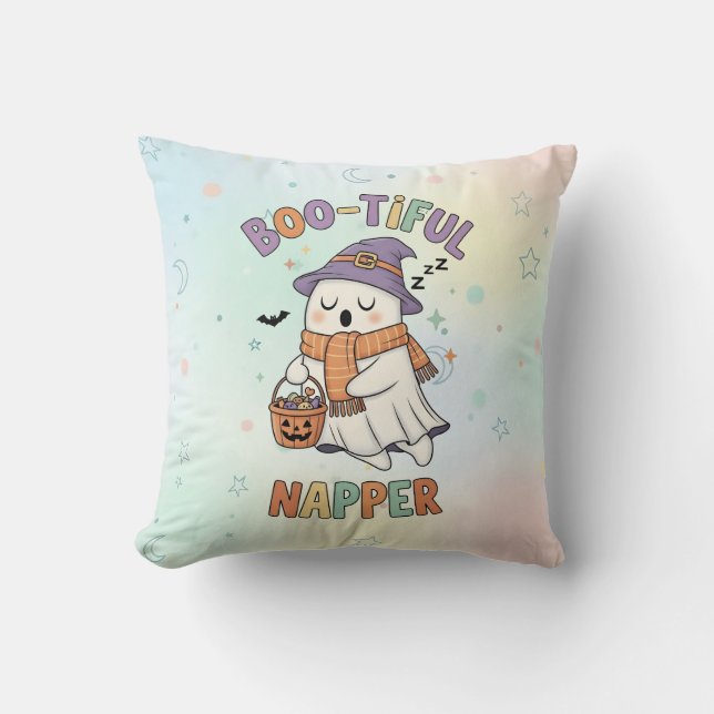 Cute Sleeping Halloween Witch Napper Ghost Kissen (Vorderseite)