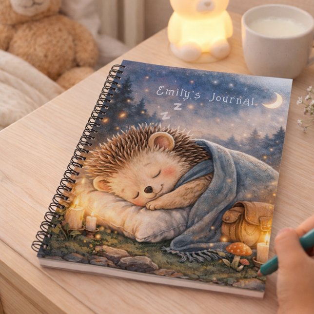 Cute Sleeping Hedgehog Personalized Kids Journal Notizbuch (Von Creator hochgeladen)