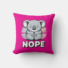 Cute Sleeping Koala “Nope” Funny Cartoon Kissen