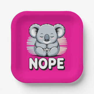 Cute Sleeping Koala “Nope” Funny Cartoon Pappteller
