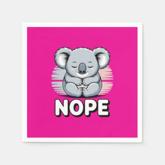 Cute Sleeping Koala “Nope” Funny Cartoon Serviette