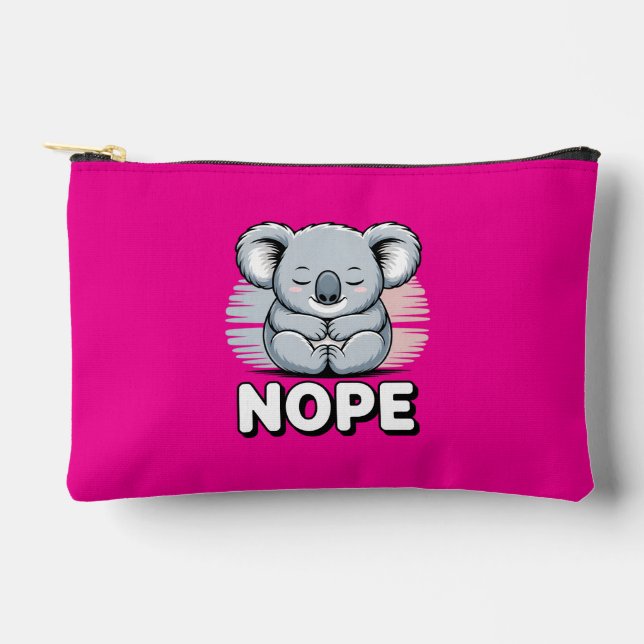 Cute Sleeping Koala “Nope” Funny Cartoon Zubehörtasche (Vorderseite)