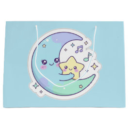 Cute Sleeping Moon & Stars Baby Blue Ramadan Gift Große Geschenktüte