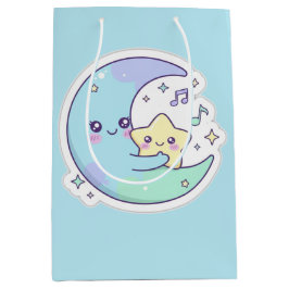 Cute Sleeping Moon & Stars Baby Blue Ramadan Gift Mittlere Geschenktüte