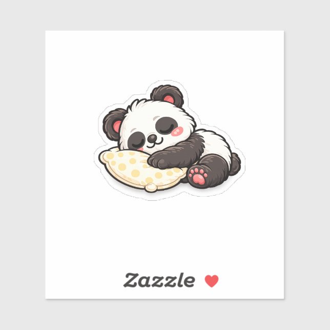 Cute Sleeping Panda with Pillow Aufkleber (Blatt)