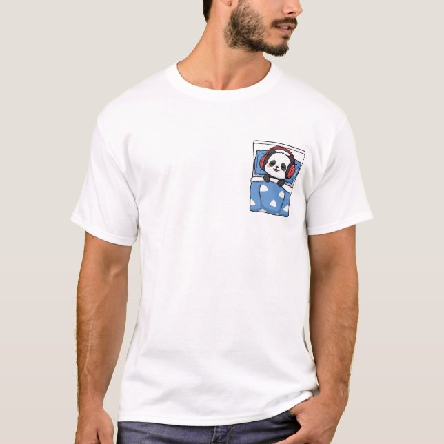 Cute Sleeping Panda with Red Headphones T-Shirt (Vorderseite)