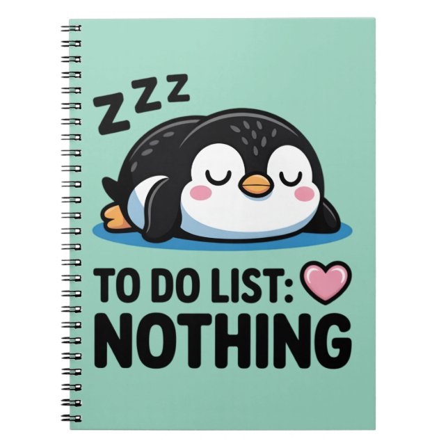 cute sleeping penguin, to do list nothing notizblock (Vorderseite)