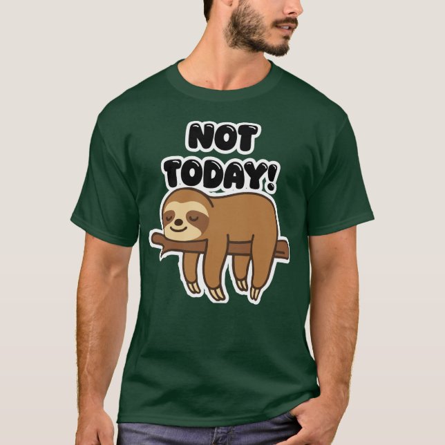 Cute Sleeping Sloth on Branch – Lazy Day Cartoon D T-Shirt (Vorderseite)