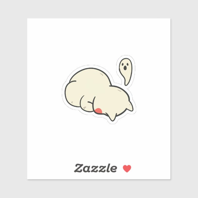 Cute Sleepy Blob Ghost Sticker (Blatt)