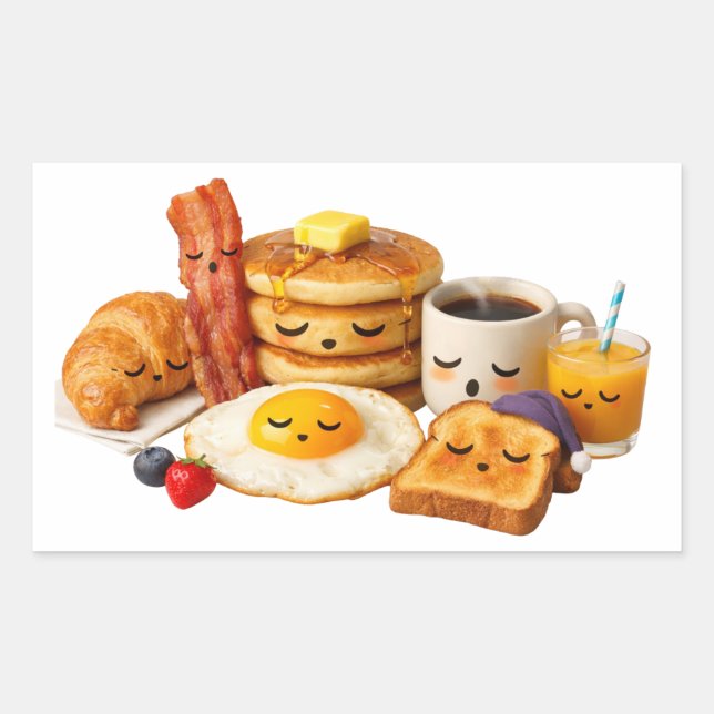 Cute sleepy breakfast food characters Sticker (Vorderseite)
