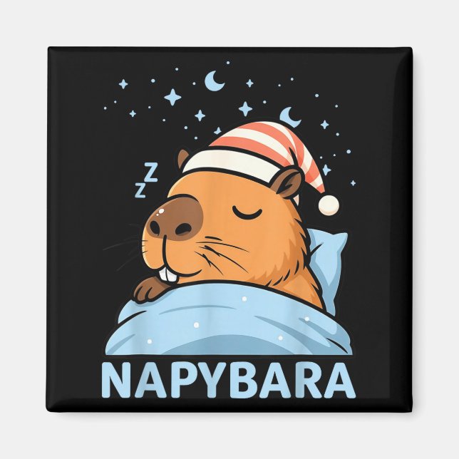 Cute Sleepy Capybara Funny Napybara Pajamas  Magnet (Vorne)