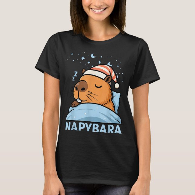 Cute Sleepy Capybara Funny Napybara Pajamas  T-Shirt (Vorderseite)