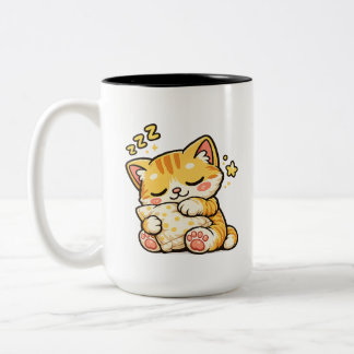 Cute Sleepy Cat Pillow Zweifarbige Tasse