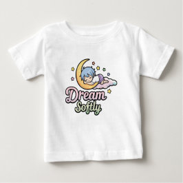 Cute Sleepy Moon Illustration with Quote Baby T-shirt