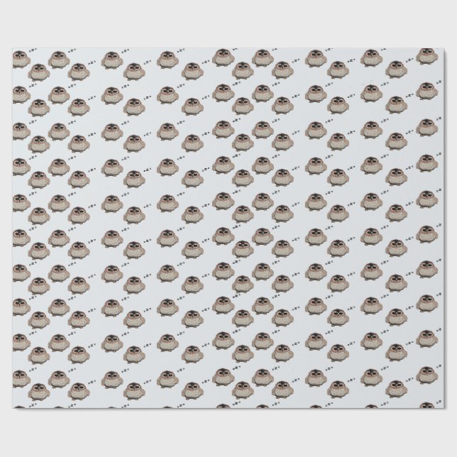 Cute Sleepy Owl Pattern Wrapping Paper Geschenkpapier (Flach)