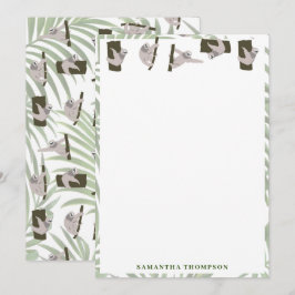 Cute Sloth Animal Pattern in Wild Forest Dankeskarte