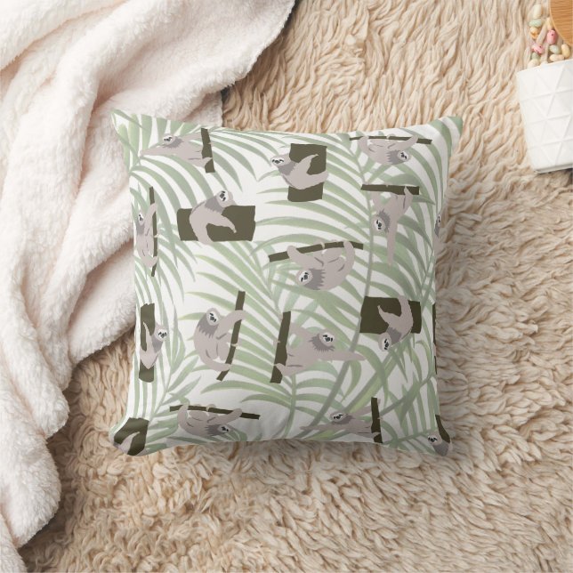 Cute Sloth Animal Pattern in Wild Forest Kissen (Decke)
