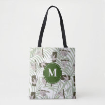 Cute Sloth Animal Pattern in Wild Forest Monogram