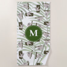 Cute Sloth Animal Pattern in Wild Forest Monogram