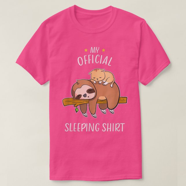 Cute Sloth Baby Cat Sleeping Pajamas Funny T-Shirt (Design vorne)