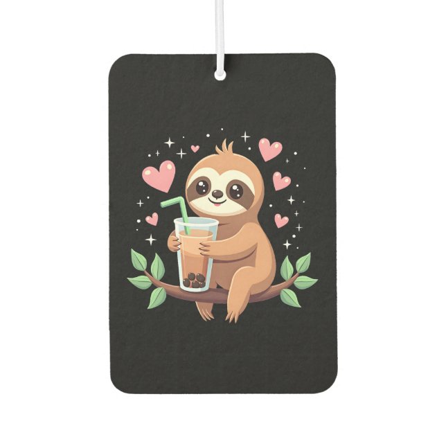 Cute Sloth Boba Bubble Milk Tea Kawaii Women Girls Autolufterfrischer (Vorderseite)