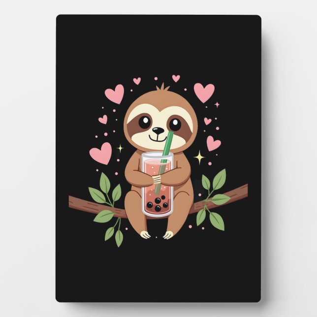 Cute Sloth Boba Bubble Milk Tea Kawaii Women Girls Fotoplatte (Vorderseite)