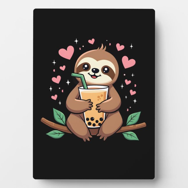 Cute Sloth Boba Bubble Milk Tea Kawaii Women Girls Fotoplatte (Vorderseite)
