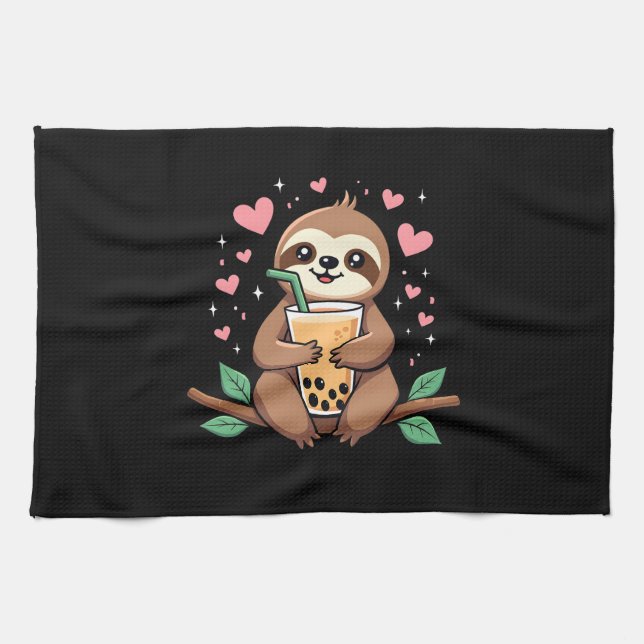 Cute Sloth Boba Bubble Milk Tea Kawaii Women Girls Geschirrtuch