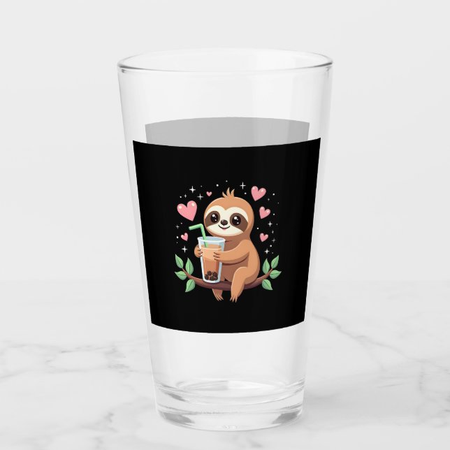 Cute Sloth Boba Bubble Milk Tea Kawaii Women Girls Glas (Vorderseite)
