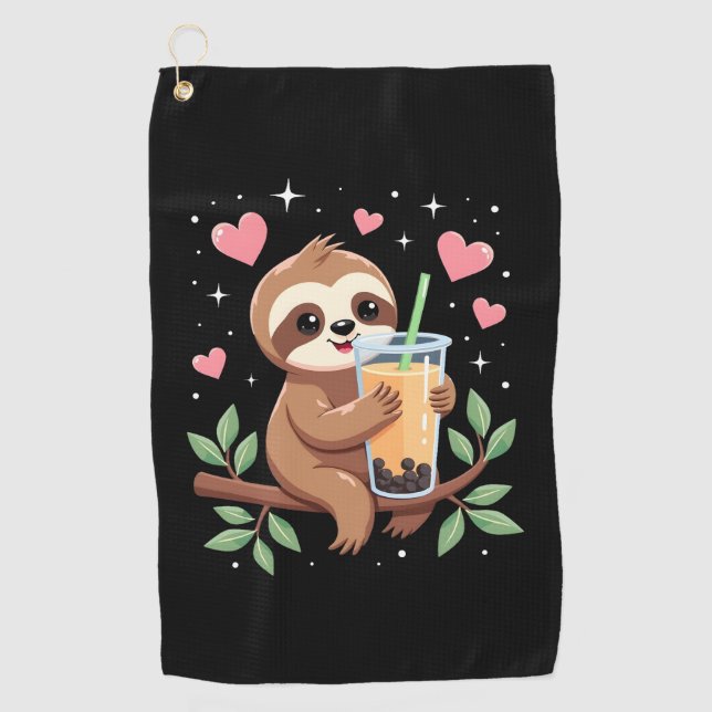 Cute Sloth Boba Bubble Milk Tea Kawaii Women Girls Golfhandtuch (Vorderseite)