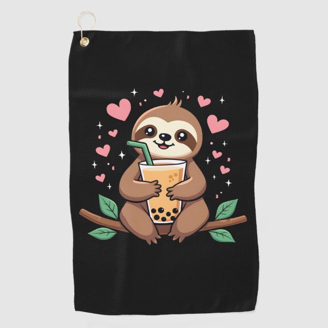 Cute Sloth Boba Bubble Milk Tea Kawaii Women Girls Golfhandtuch (Vorderseite)