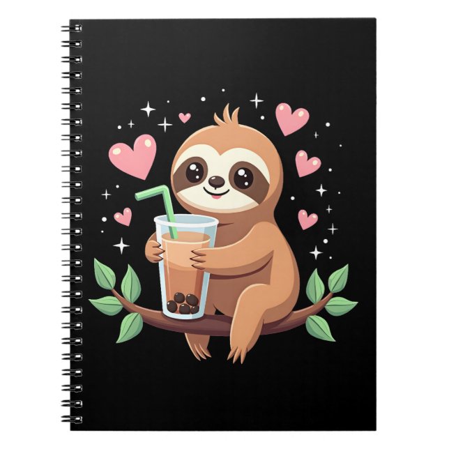 Cute Sloth Boba Bubble Milk Tea Kawaii Women Girls Notizblock (Vorderseite)