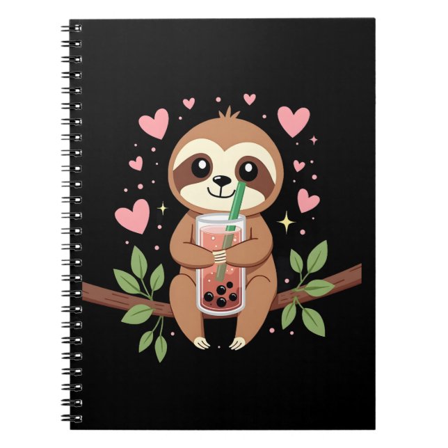 Cute Sloth Boba Bubble Milk Tea Kawaii Women Girls Notizblock (Vorderseite)