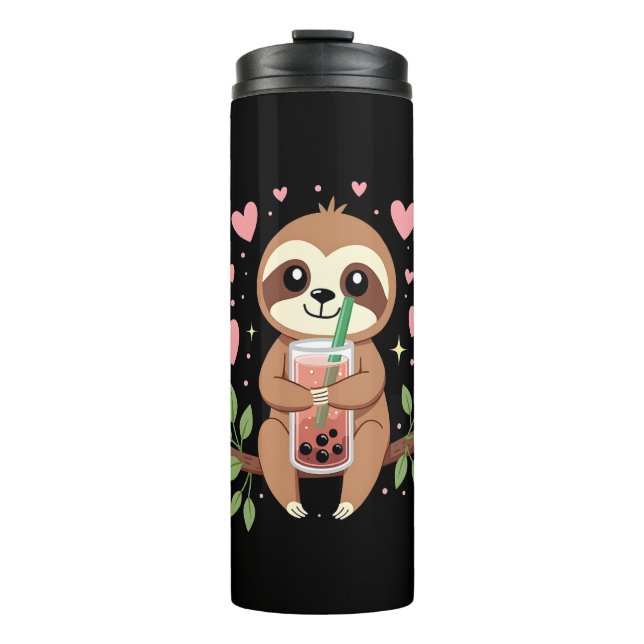 Cute Sloth Boba Bubble Milk Tea Kawaii Women Girls Thermosbecher (Vorderseite)