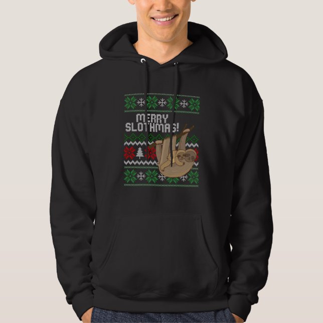 Cute sloth Christmas Merry sloths ugly Hoodie (Vorderseite)
