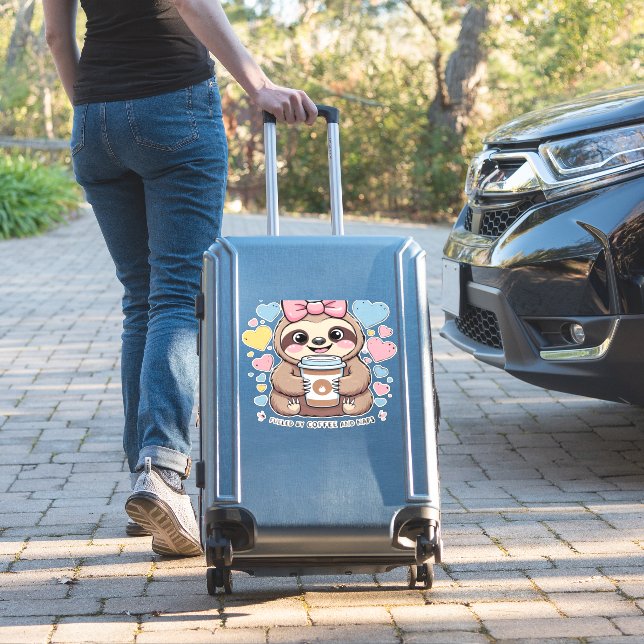 Cute Sloth Coffee Lover Shirt � Funny Fueled by Co Aufkleber (Koffer Insitu)