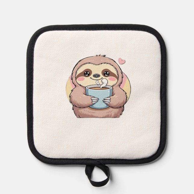 Cute Sloth Coffee Lover Shirt � Funny Fueled by Co Topflappen (Vorderseite)