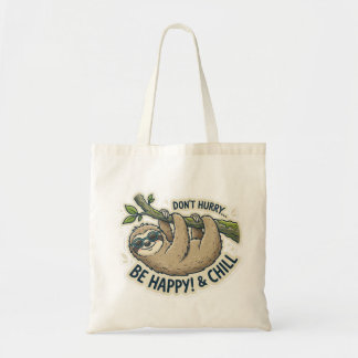 Cute Sloth "Don't Hurry Be Happy & Chill" Funny  Tragetasche