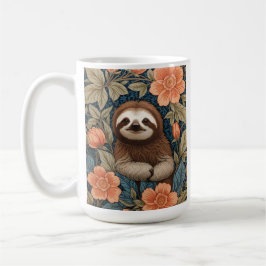 Cute Sloth Elegant Floral William Morris Inspired Kaffeetasse
