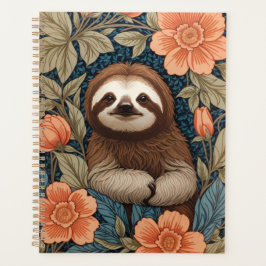 Cute Sloth Elegant Floral William Morris Inspired Planer