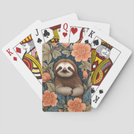 Cute Sloth Elegant Floral William Morris Inspired Spielkarten