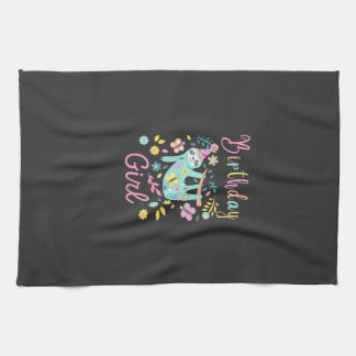 Cute Sloth Floral Girls Birthday Party T-Shirt Geschirrtuch